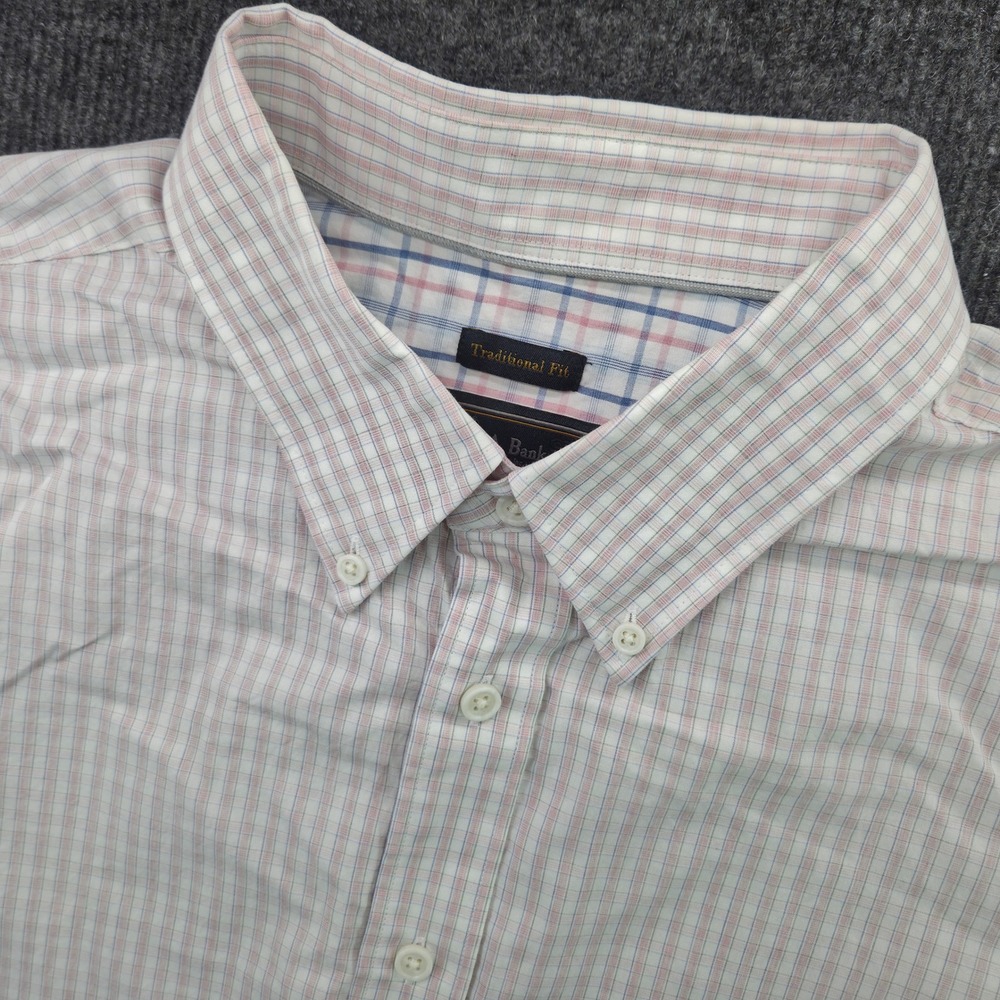 Jos. A. Bank Reserve Shirt Mens XL Pink Plaid Cotton Cashmere Traditional Fit LS